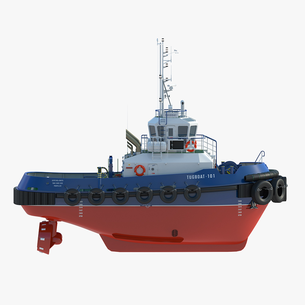 Presentation 3D model of the tugboat. Freelance 3D Artist and Designer “Monaco Felice”.